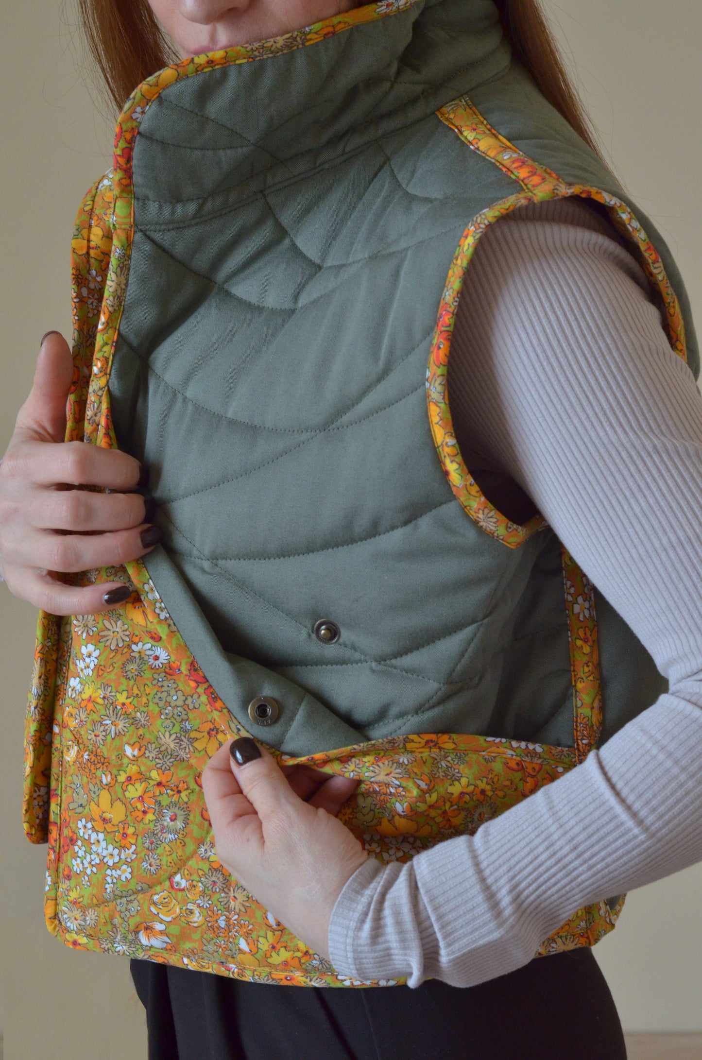 Quilted vest with collar