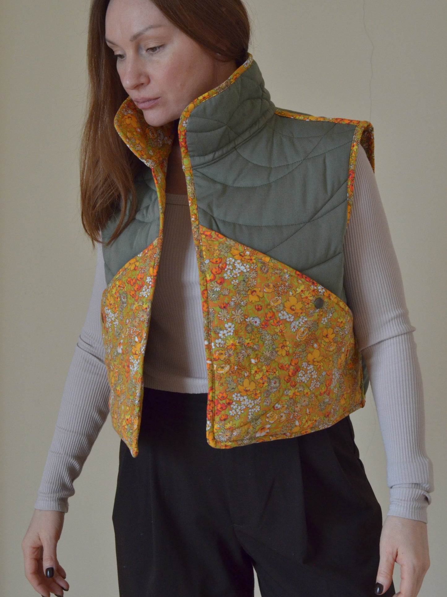 Quilted vest with collar