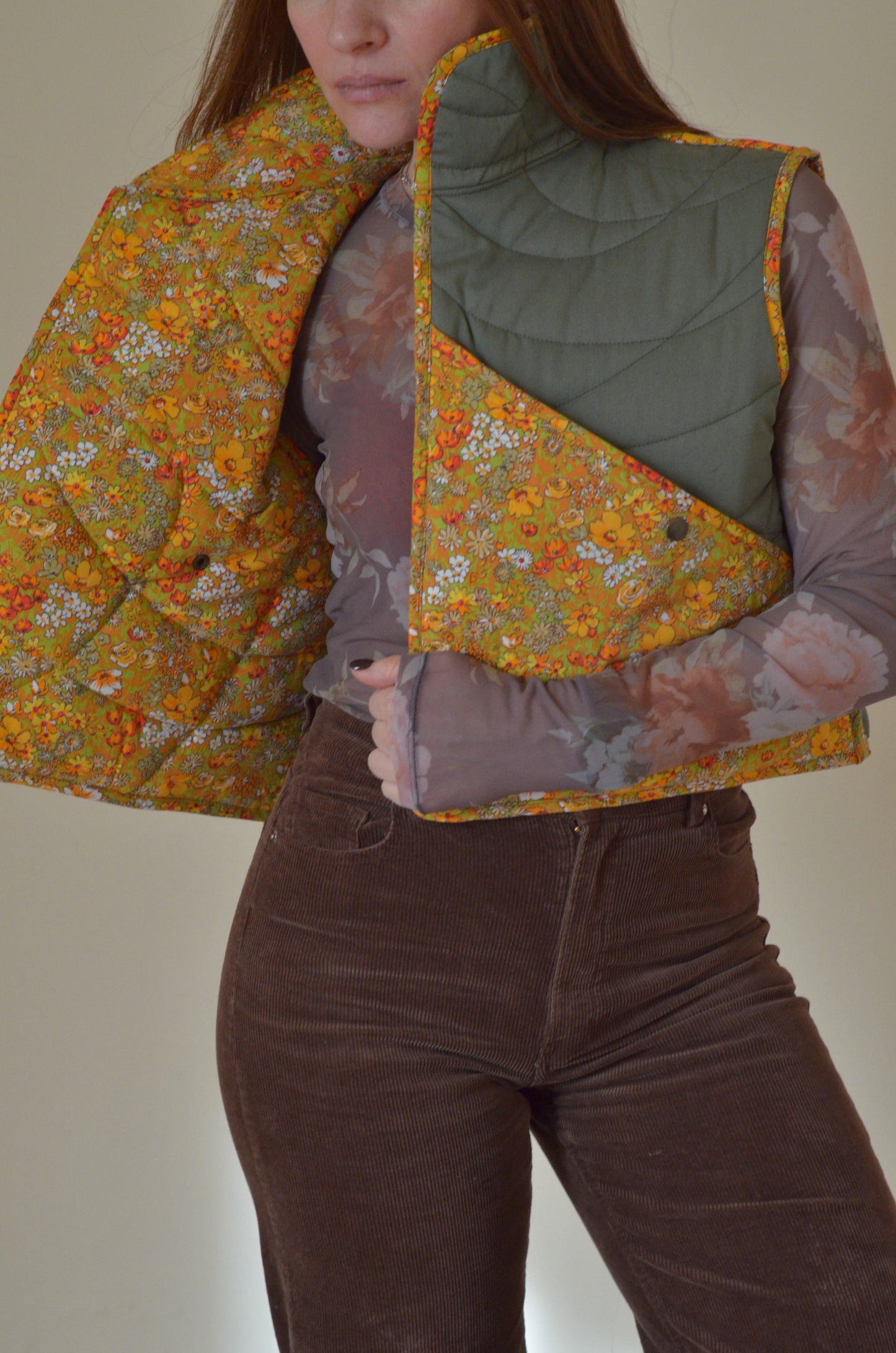 Quilted vest with collar