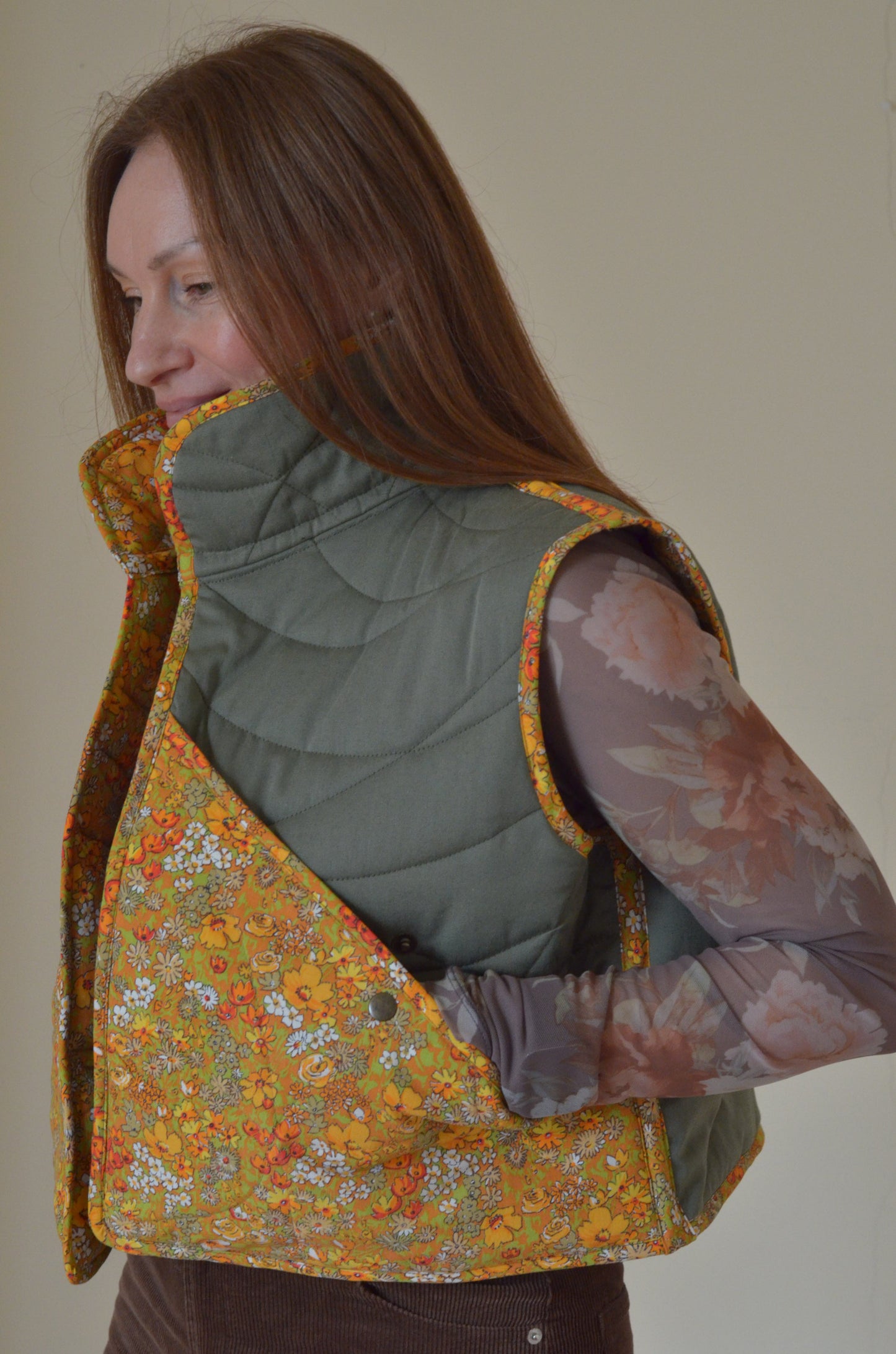 Quilted vest with collar