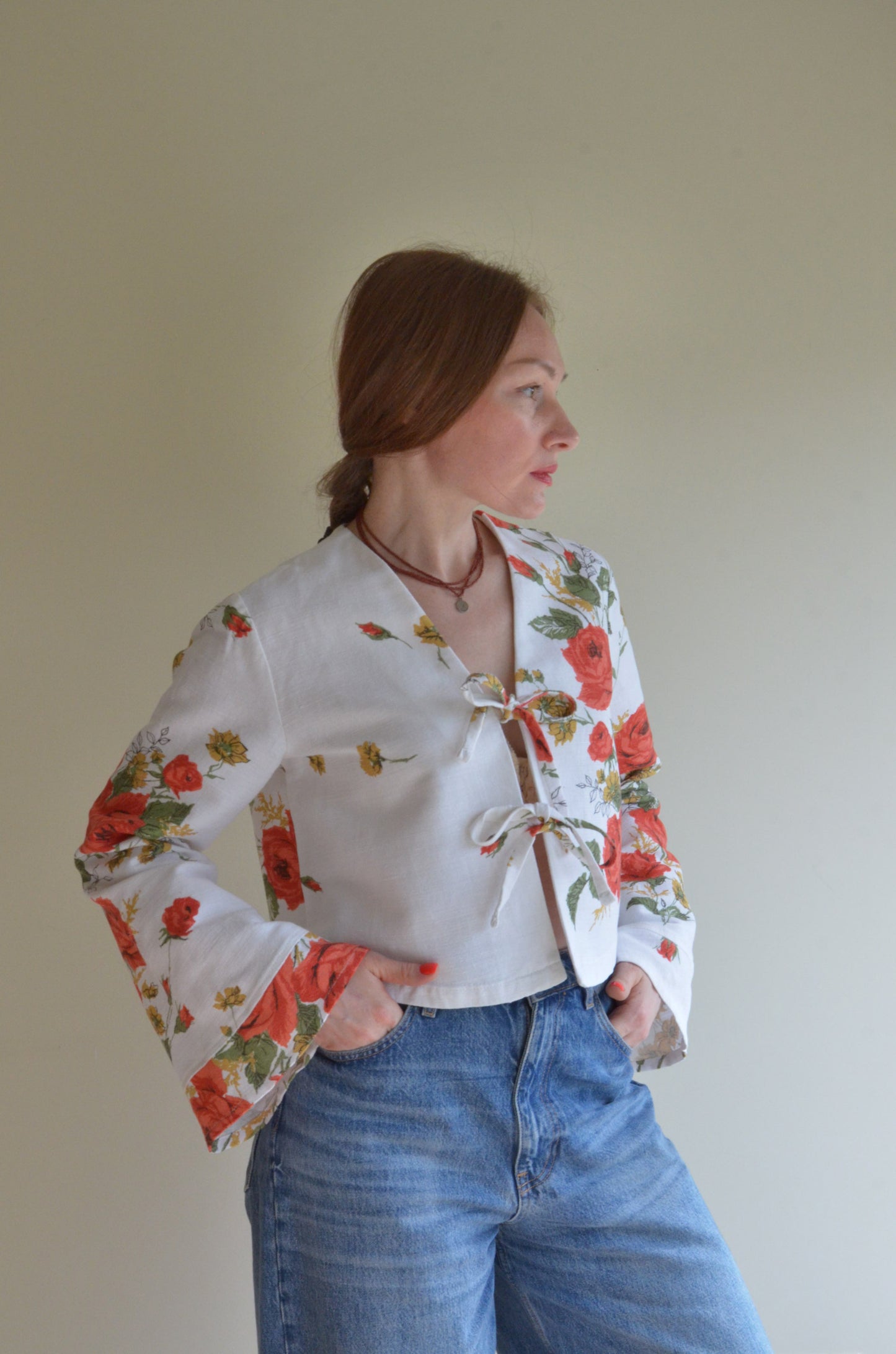 Tie-front Blouse Floral