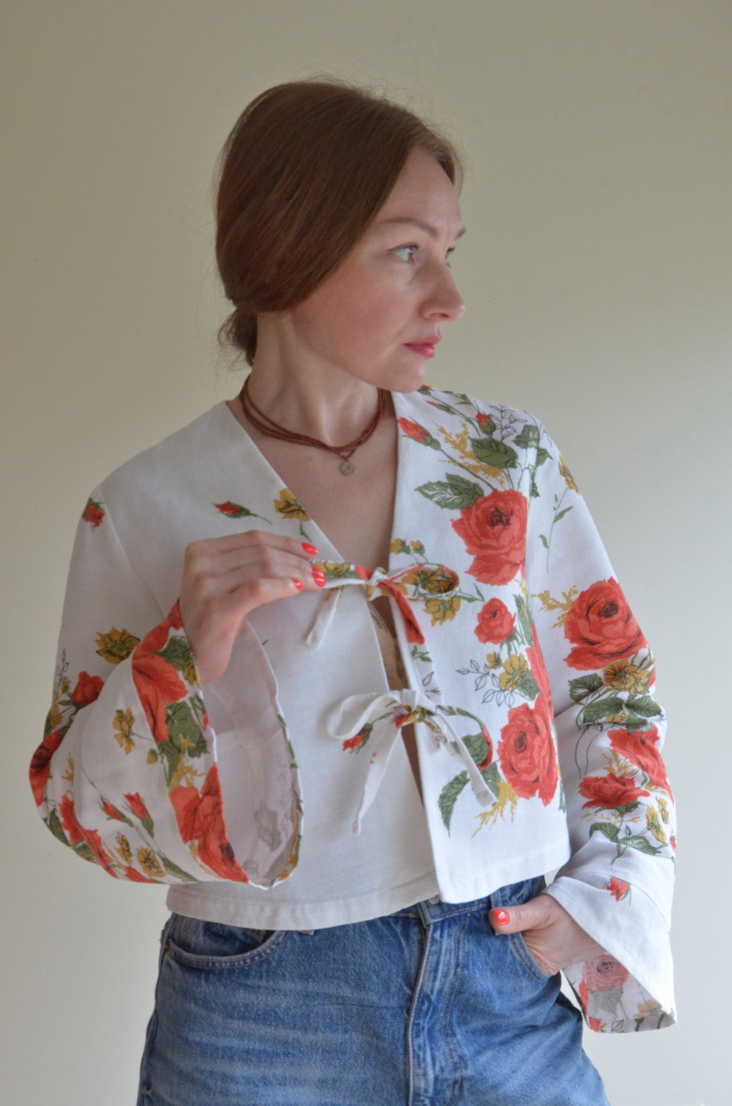 Tie-front Blouse Floral
