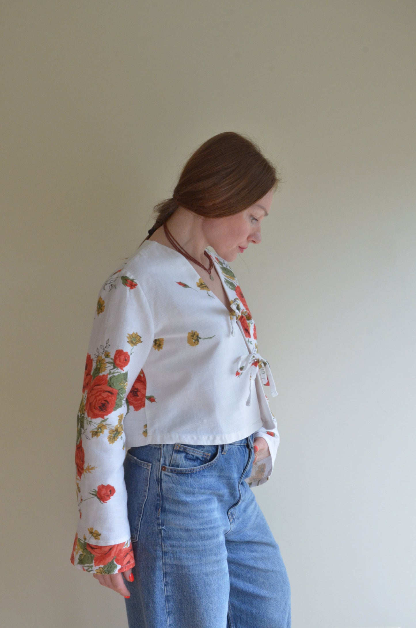 Tie-front Blouse Floral