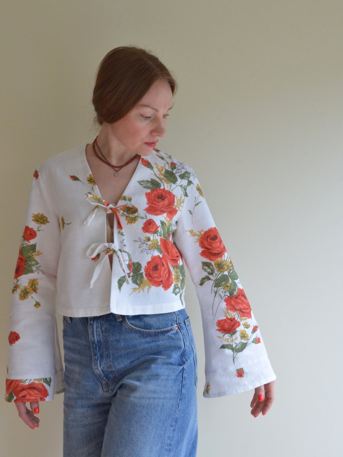 Tie-front Blouse Floral