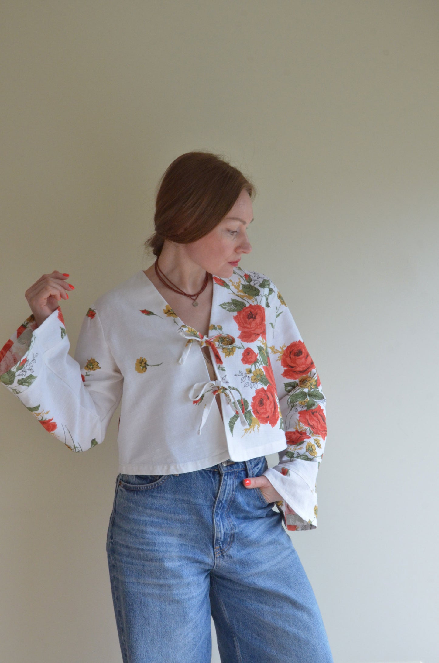 Tie-front Blouse Floral