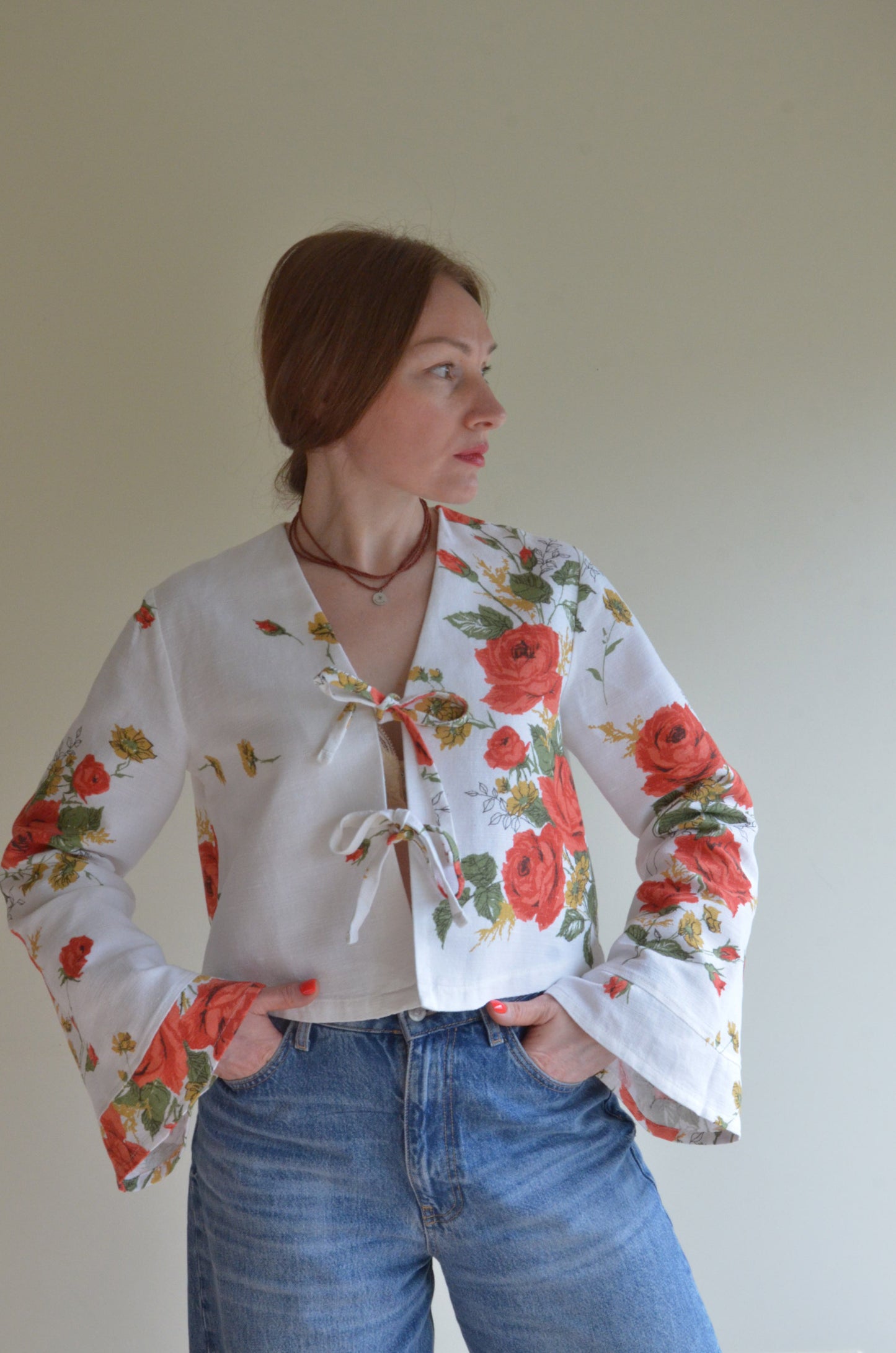 Tie-front Blouse Floral