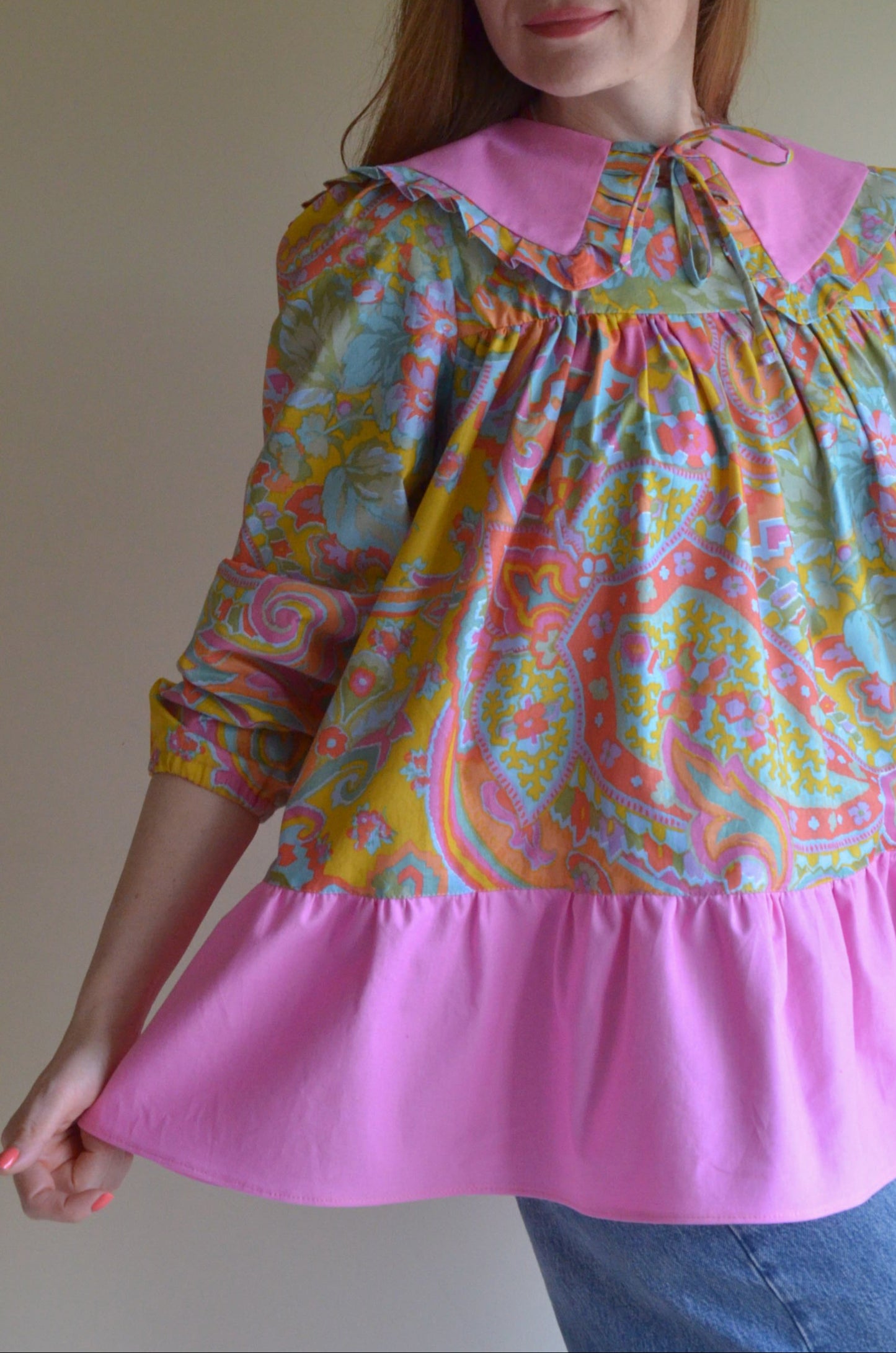 Boho Style Blouse with Collar