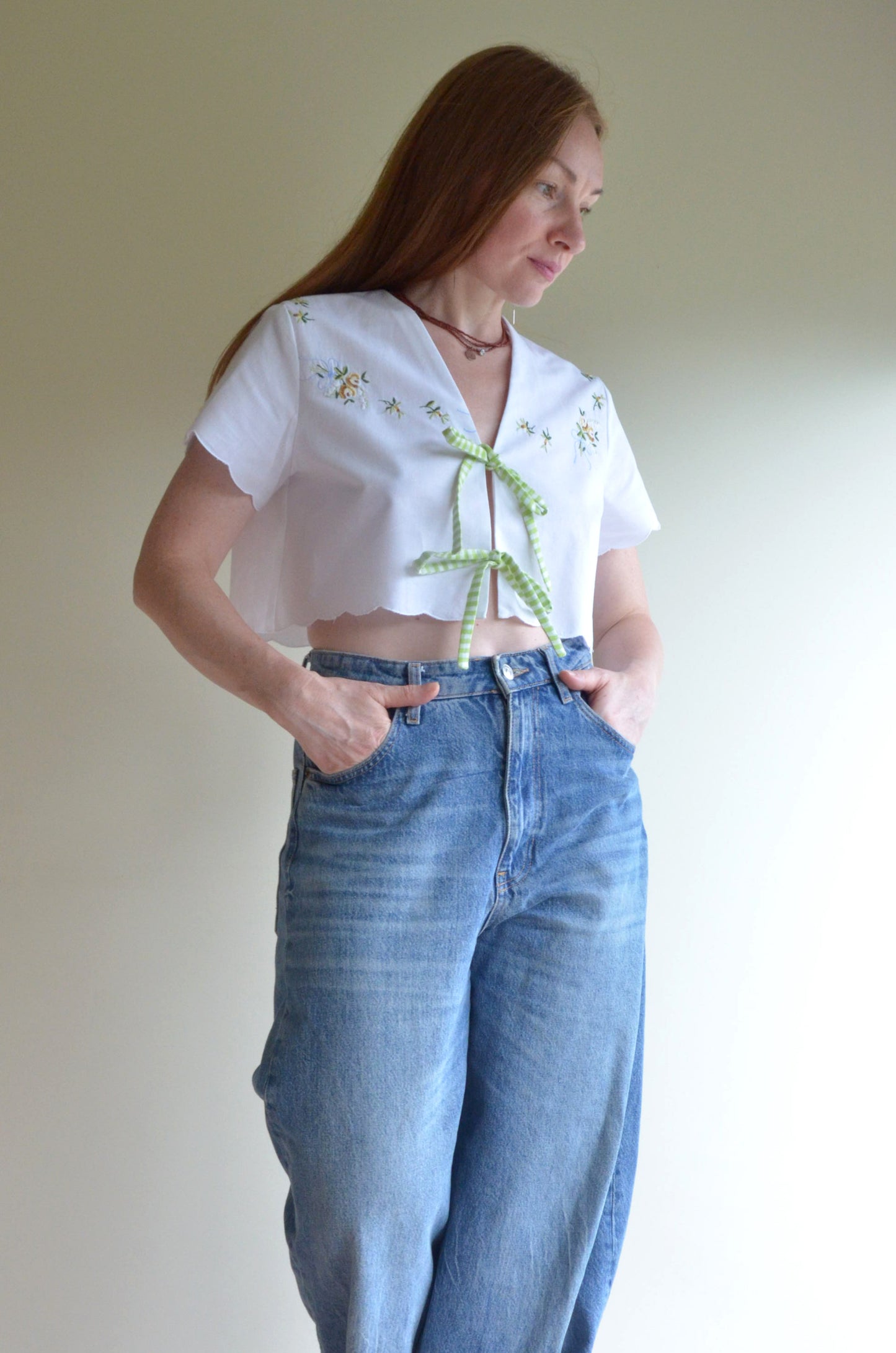 Tie-front Cotton Vest
