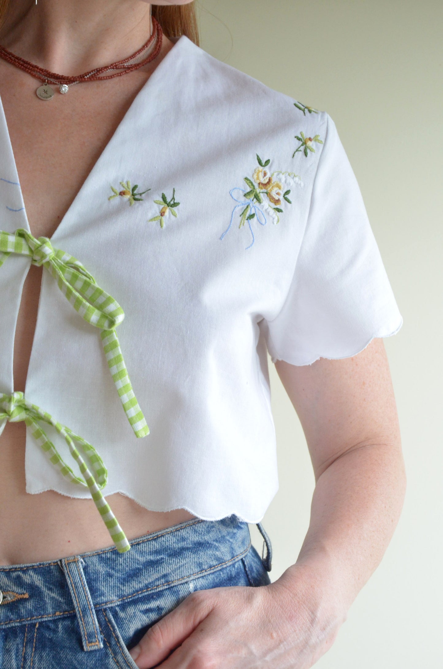 Tie-front Cotton Vest