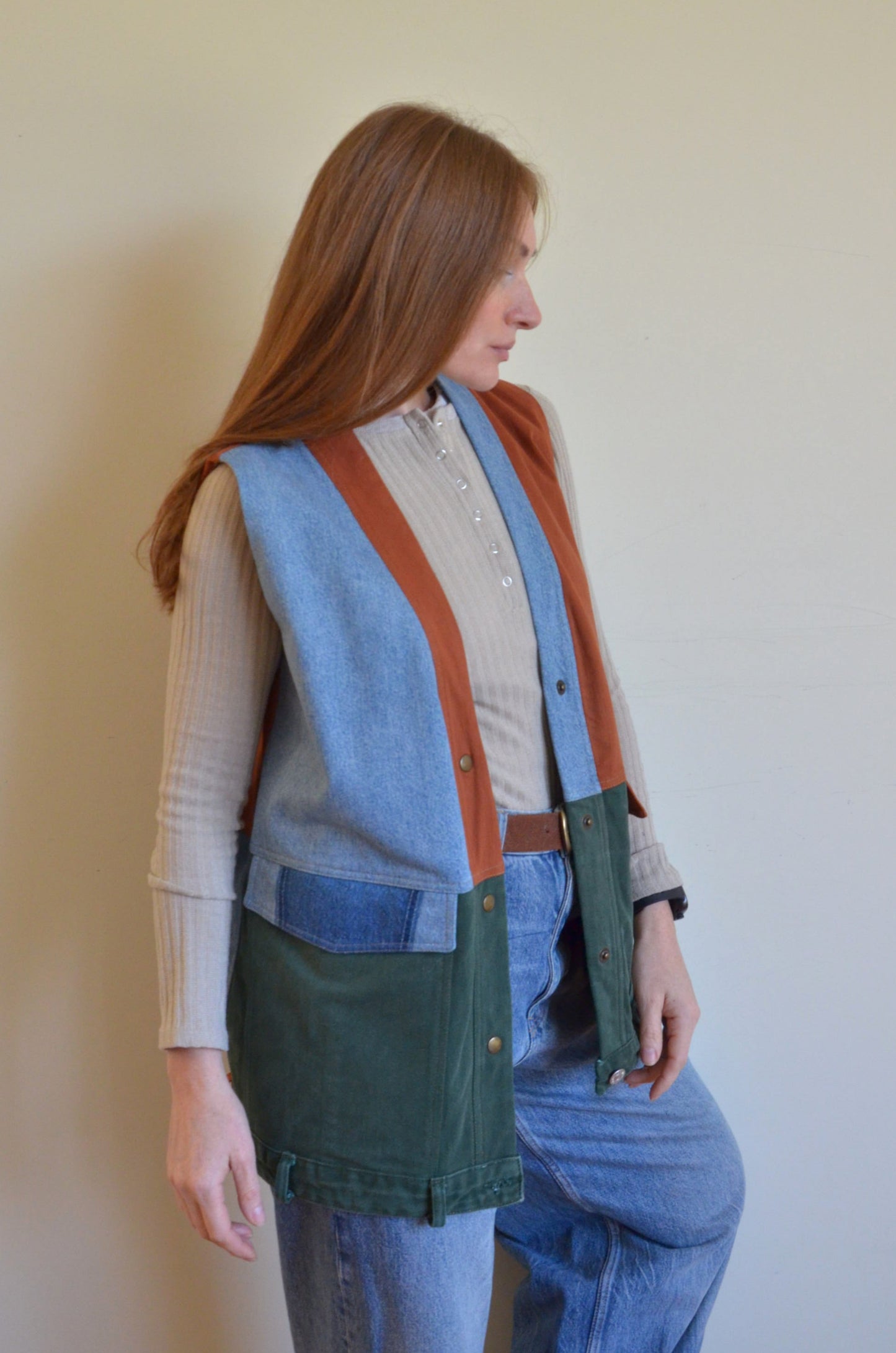 Three-tone Denim Vest