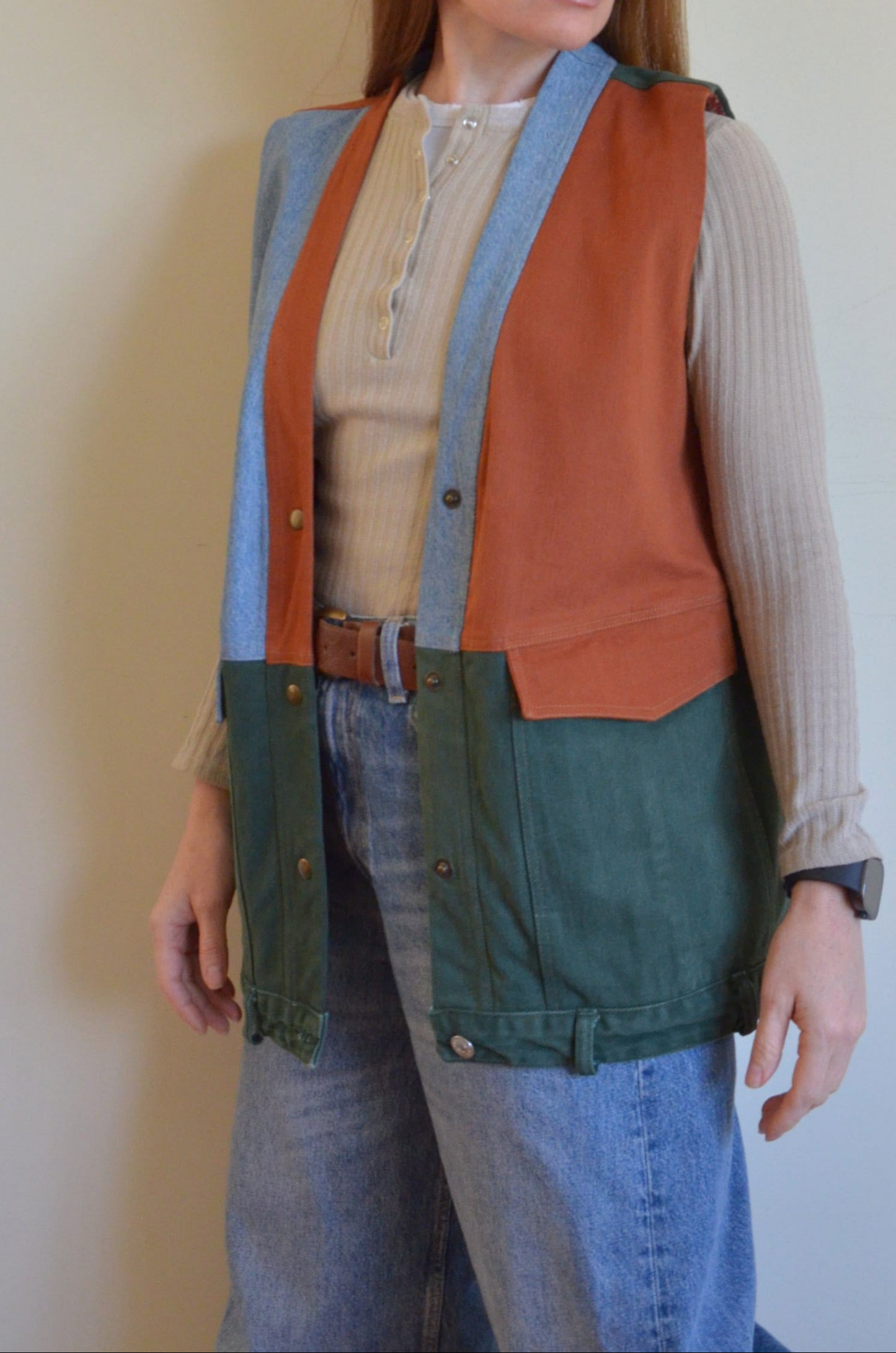 Three-tone Denim Vest