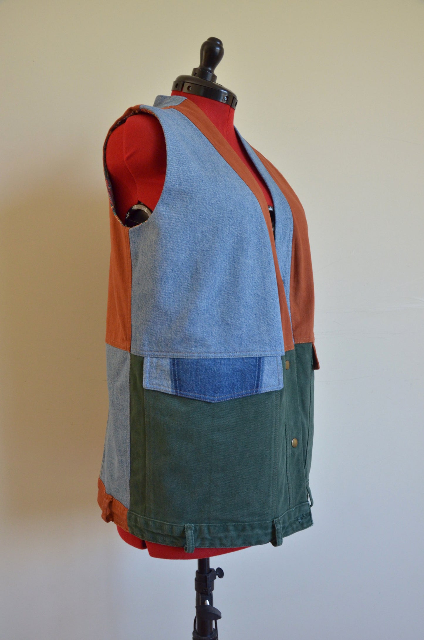 Three-tone Denim Vest