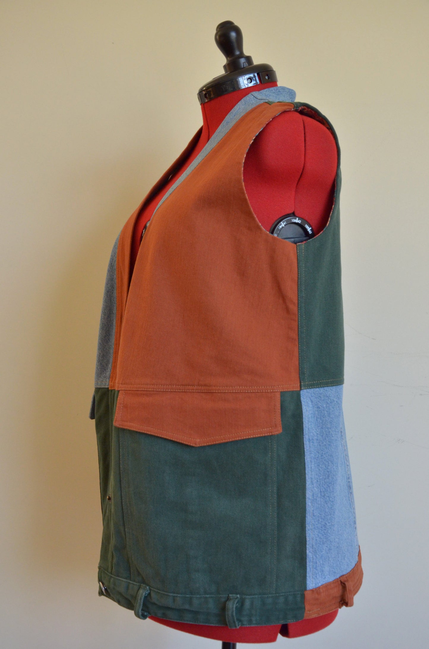 Three-tone Denim Vest