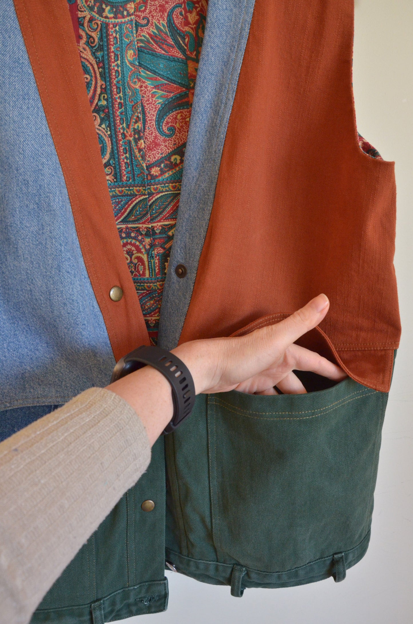 Three-tone Denim Vest