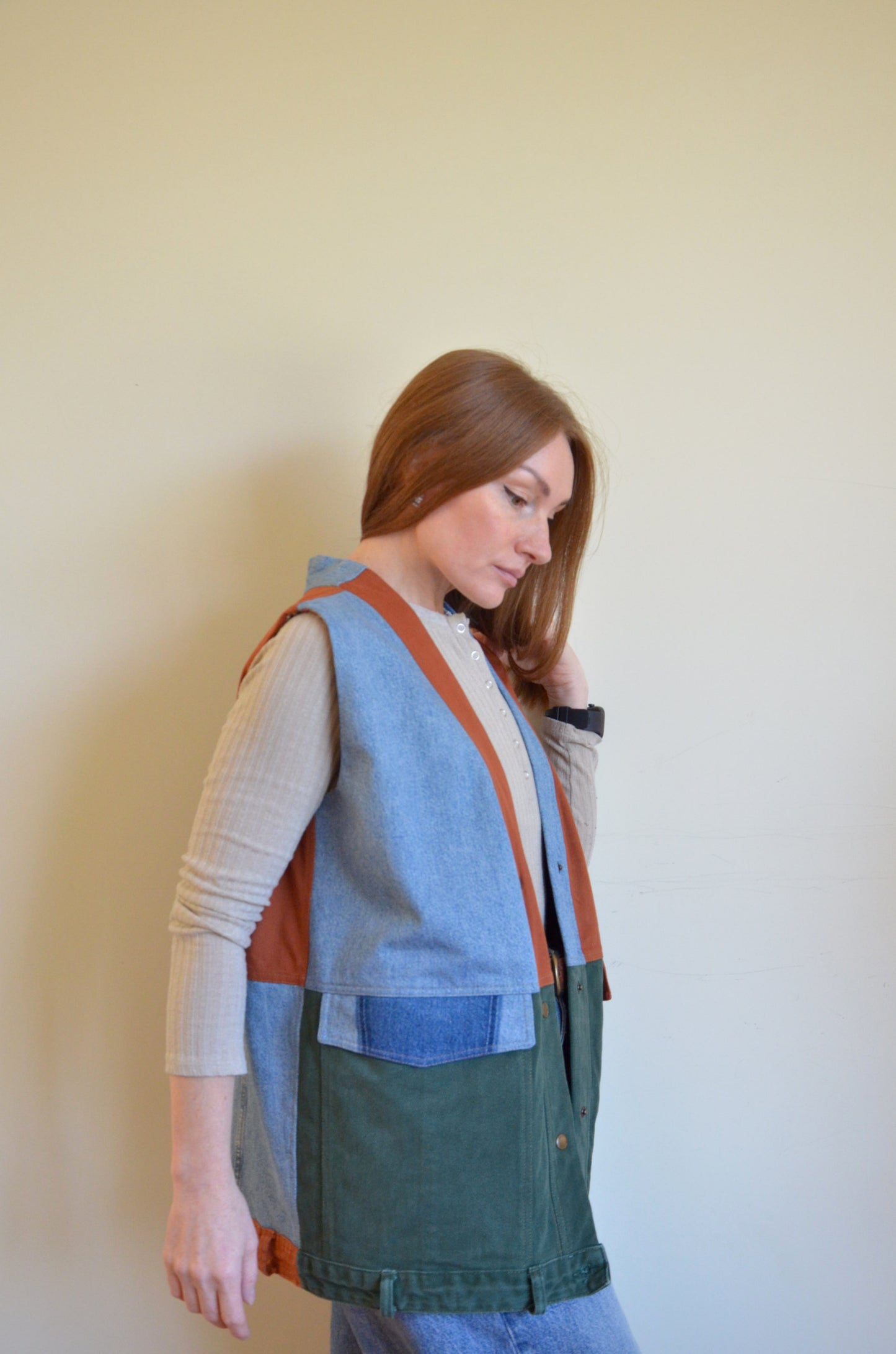 Three-tone Denim Vest
