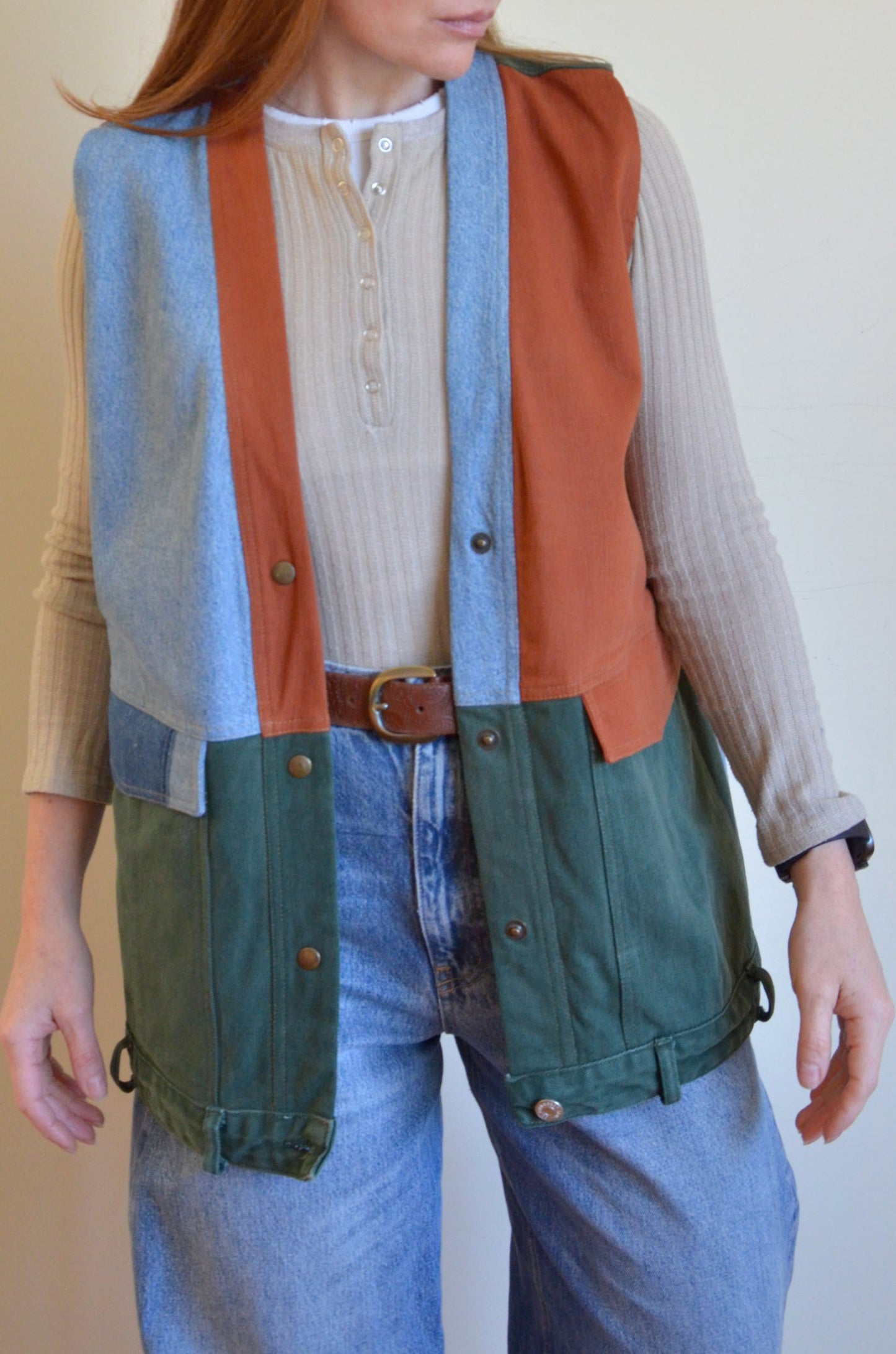 Three-tone Denim Vest
