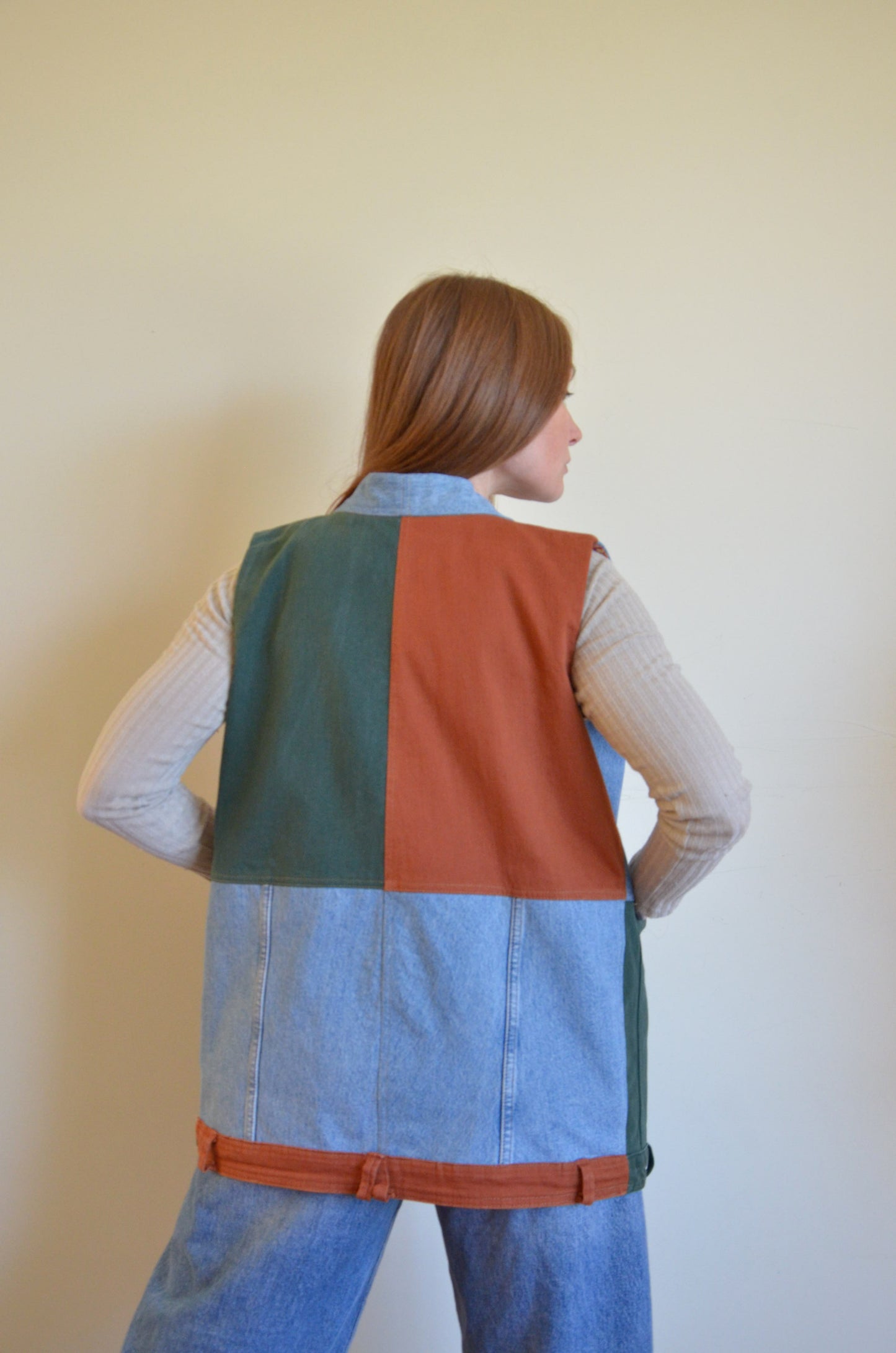 Three-tone Denim Vest