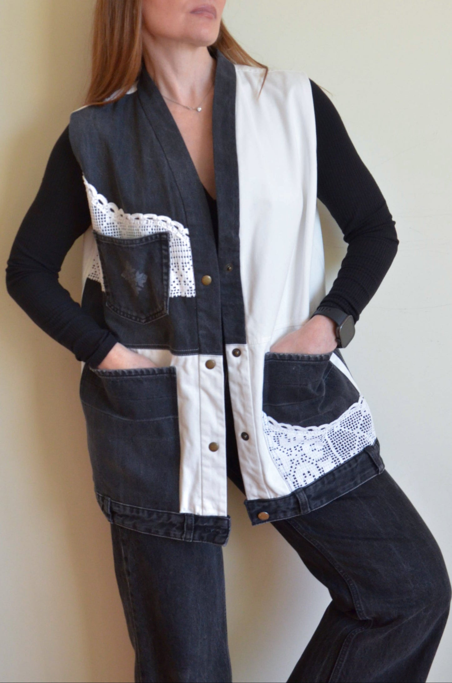 Black & White Denim Vest