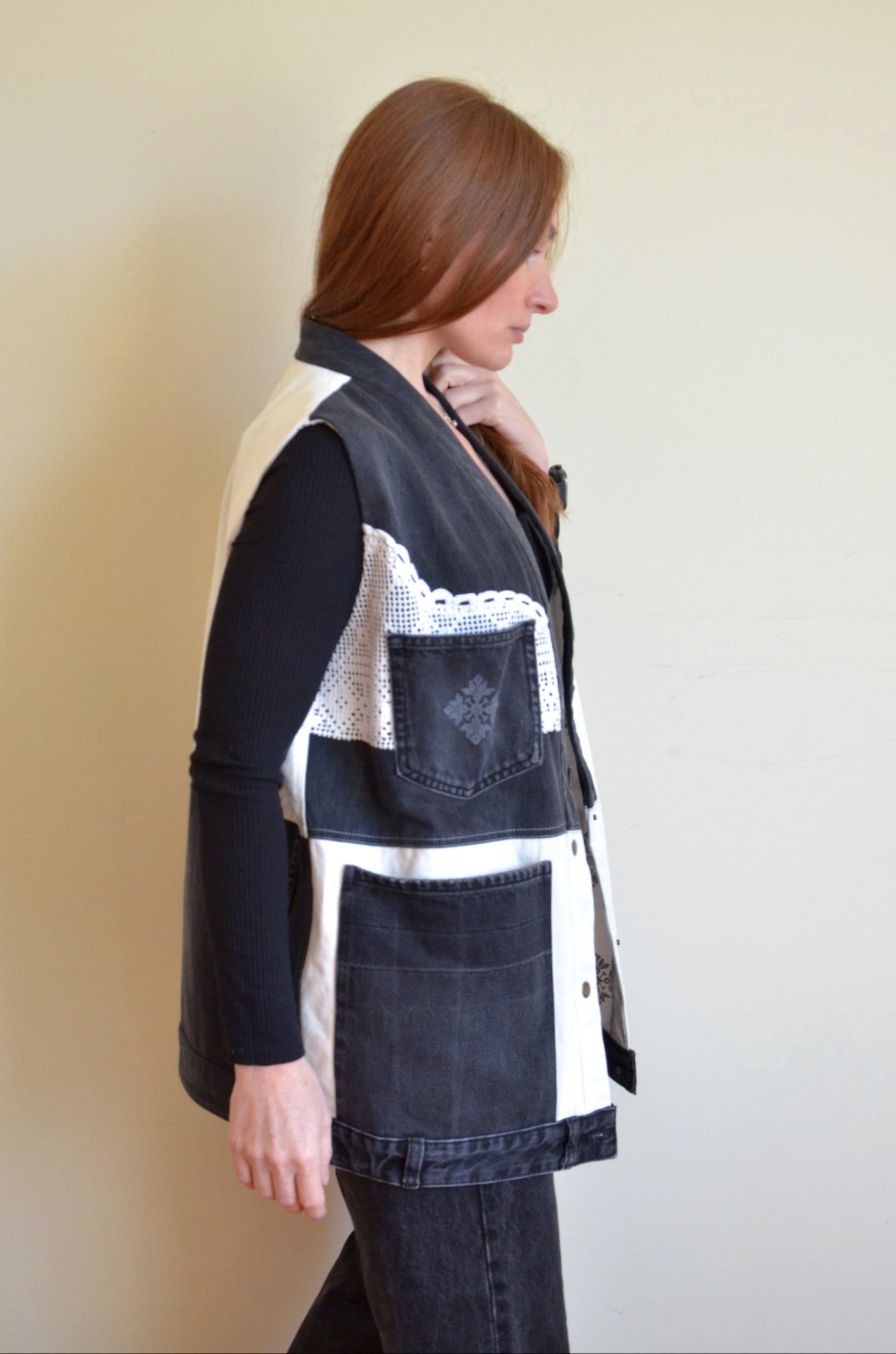 Black & White Denim Vest