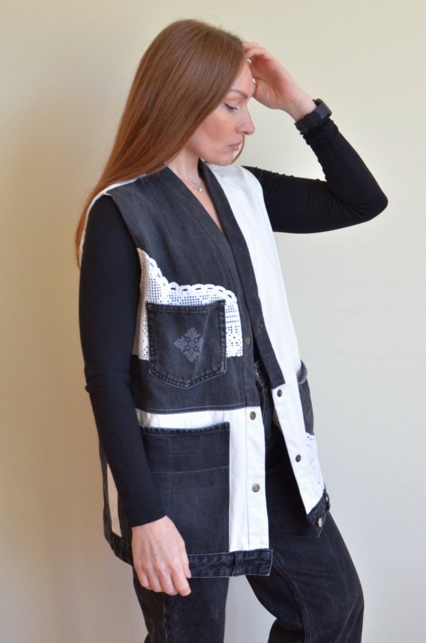 Black & White Denim Vest