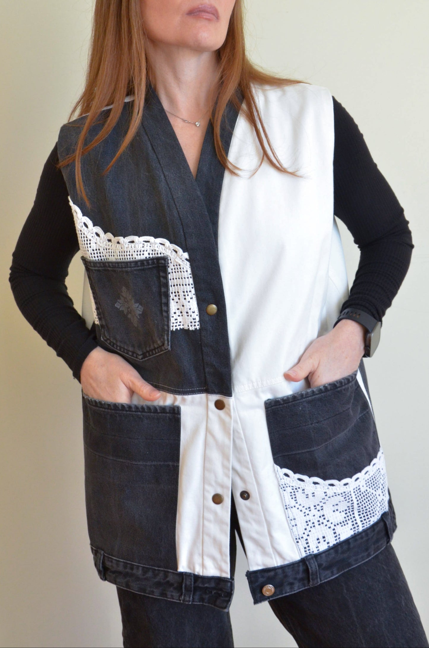 Black & White Denim Vest