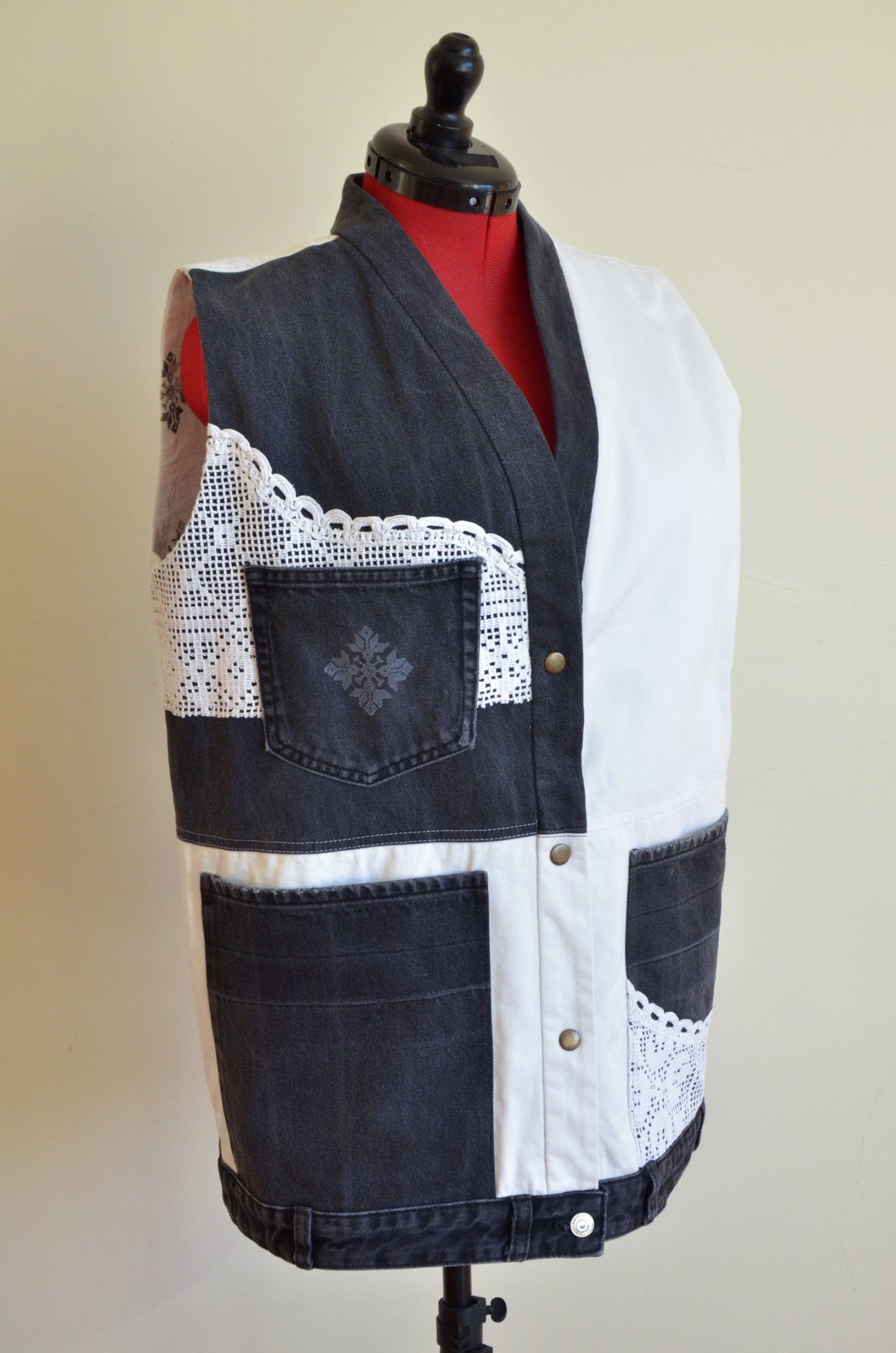 Black & White Denim Vest