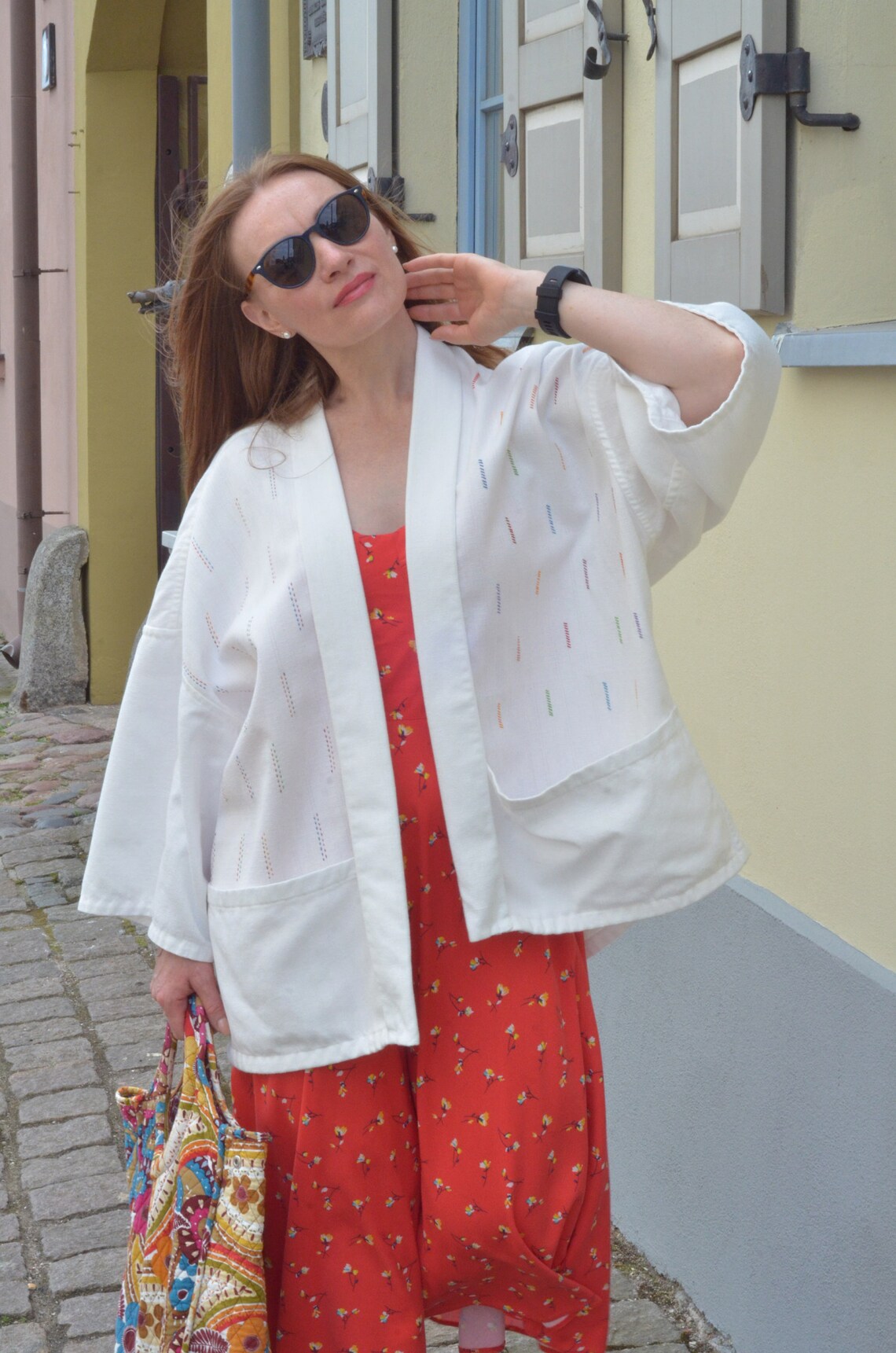 Embroidered Cotton Kimono