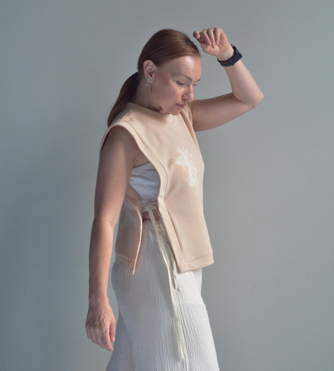 Beige Tie-Dye Vest (with ties)