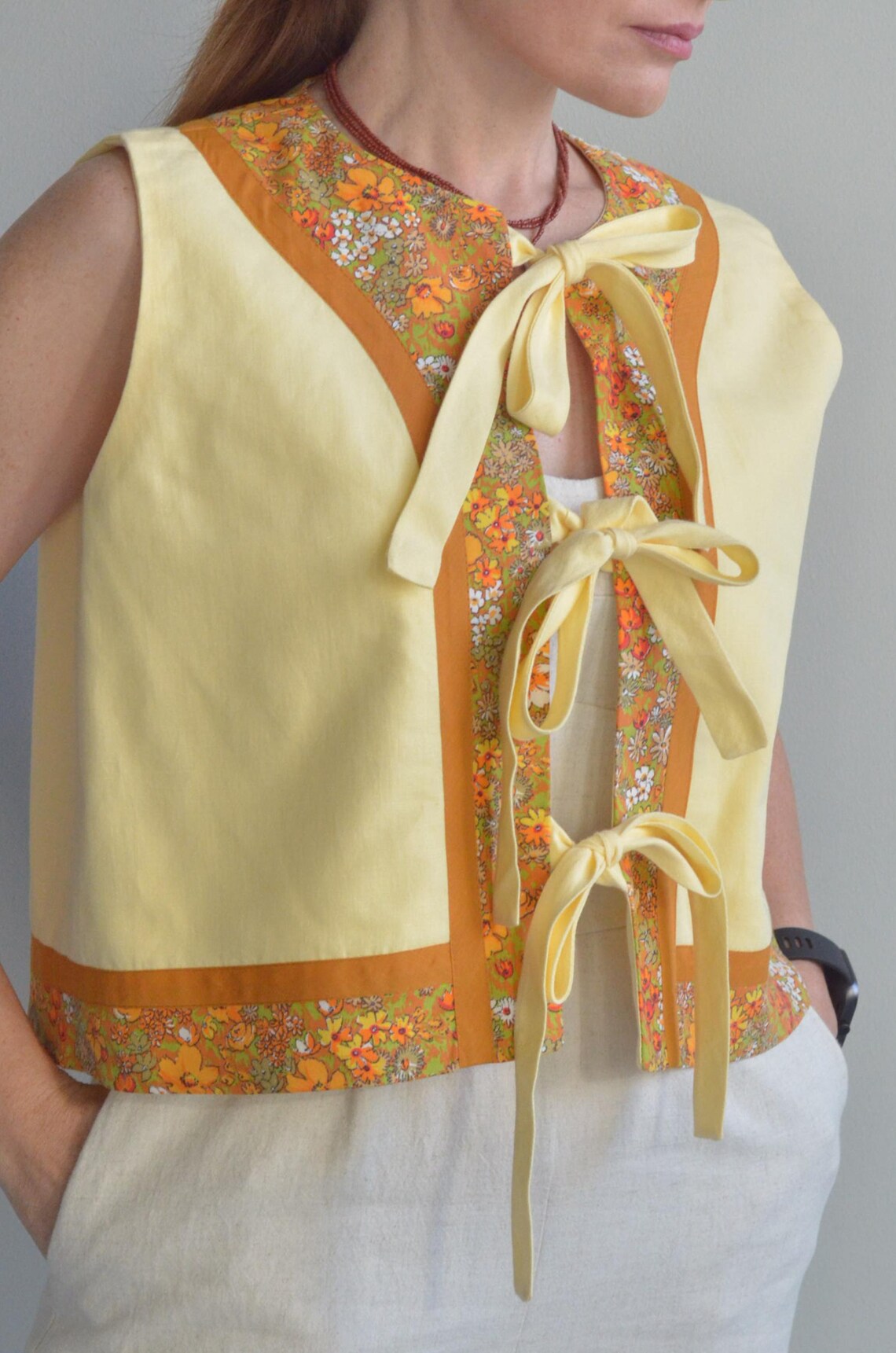 Cotton Yellow Vest (with ties)
