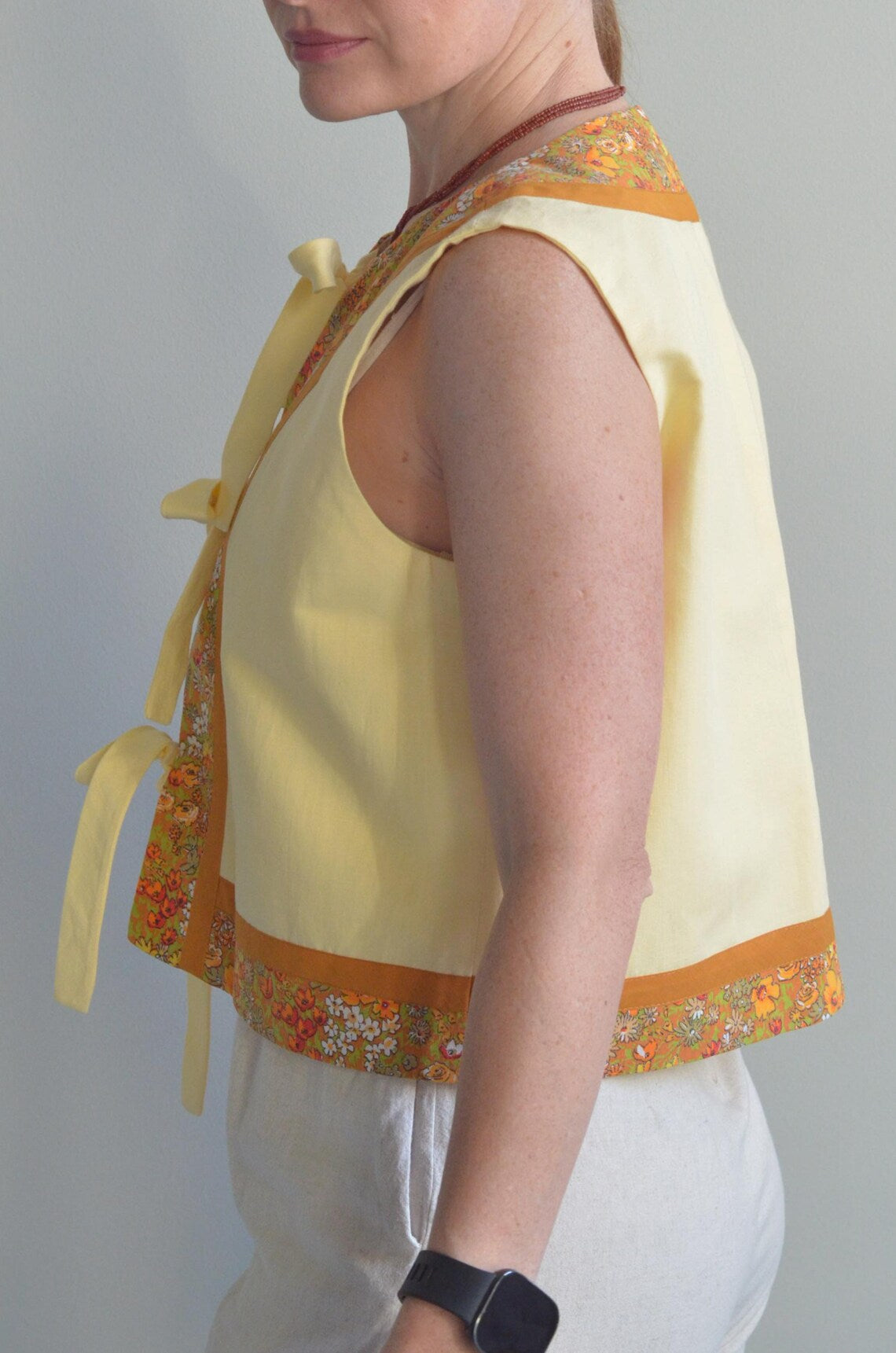 Cotton Yellow Vest (with ties)