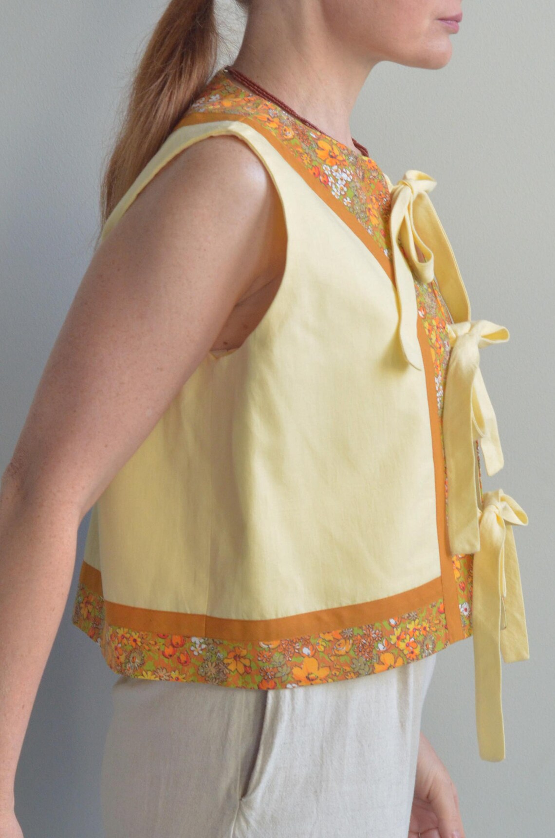 Cotton Yellow Vest (with ties)
