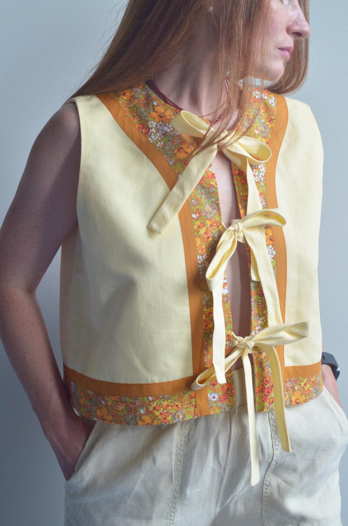 Cotton Yellow Vest (with ties)
