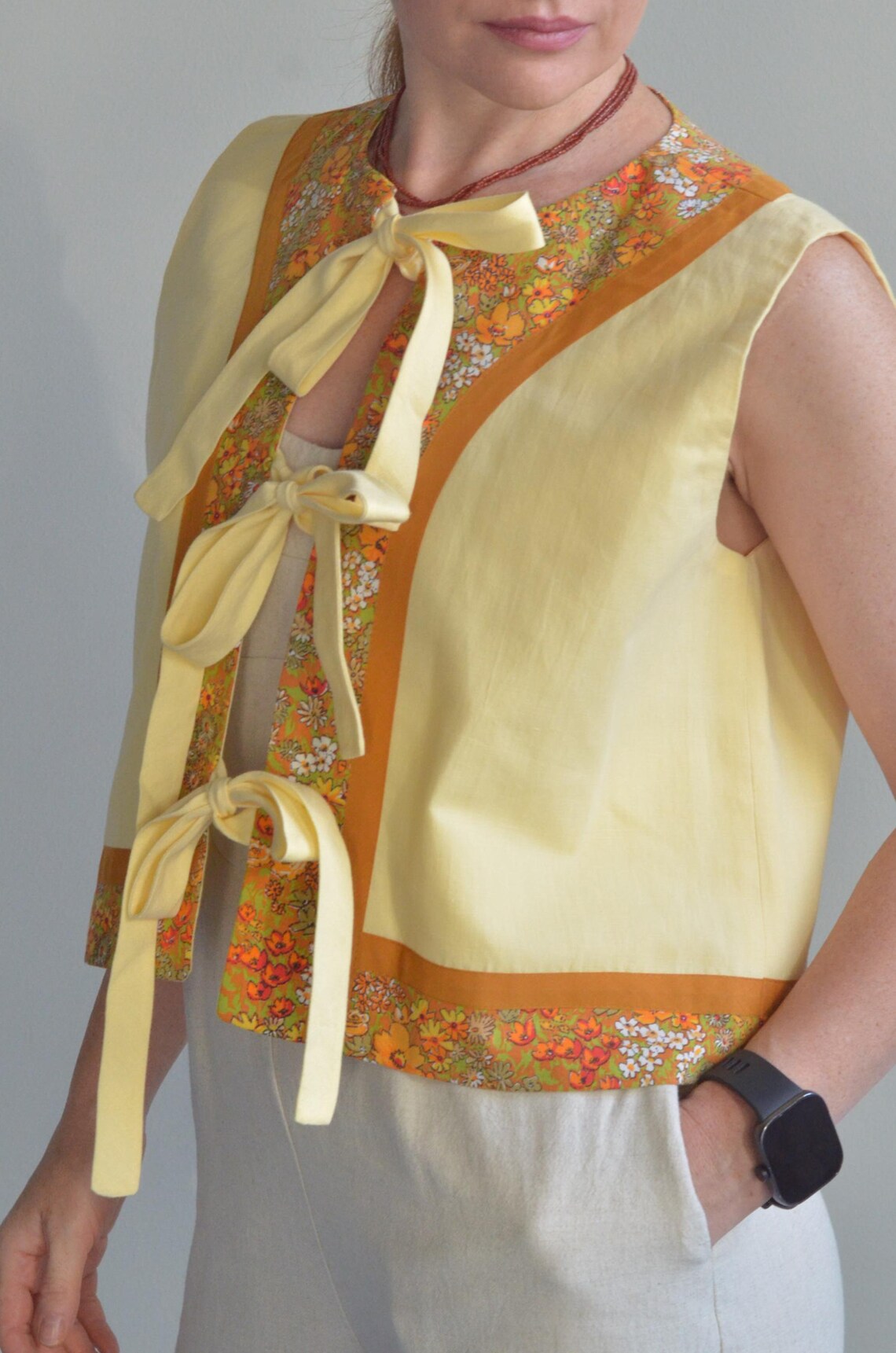Cotton Yellow Vest (with ties)