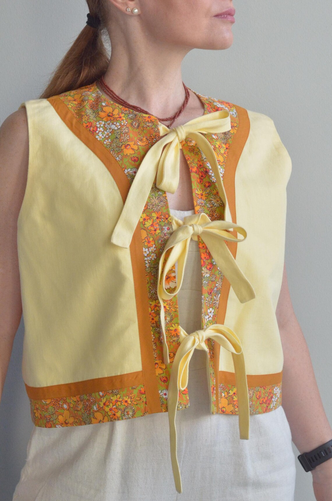 Cotton Yellow Vest (with ties)