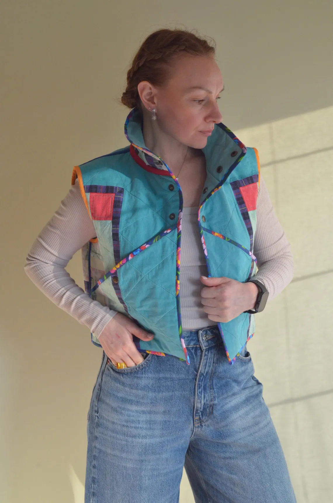 Quilted vest with collar