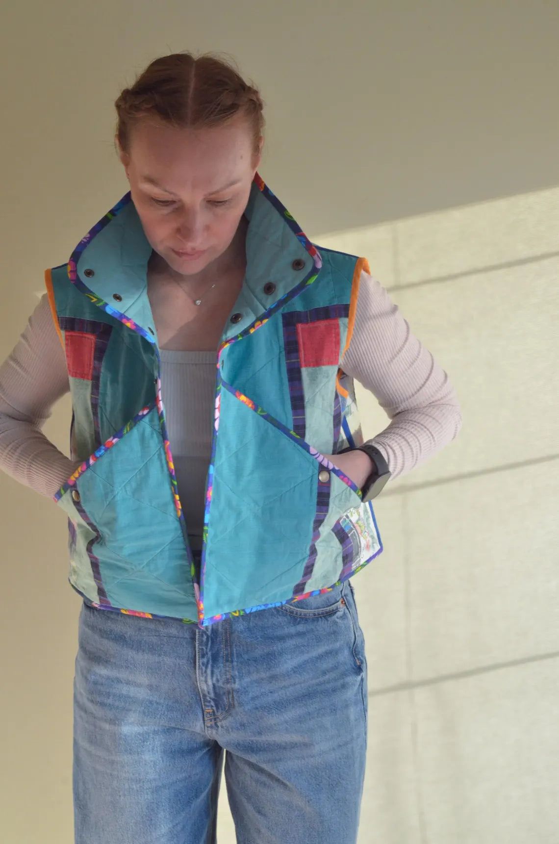 Quilted vest with collar