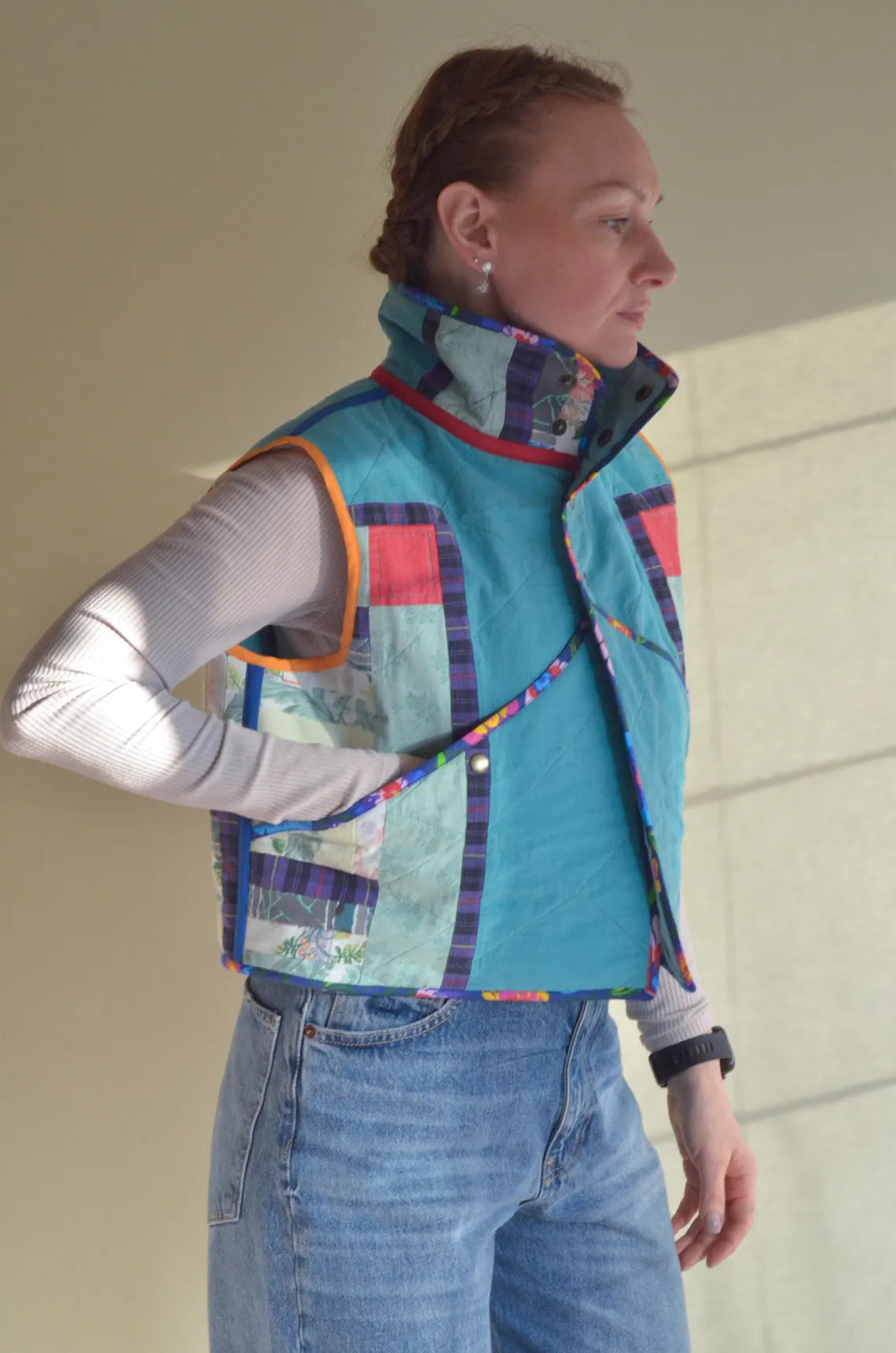 Quilted vest with collar