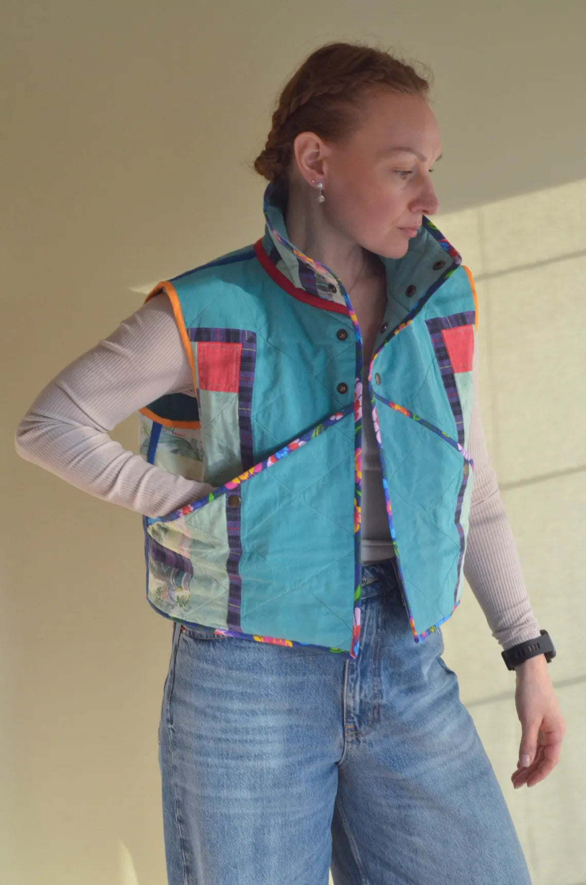 Quilted vest with collar