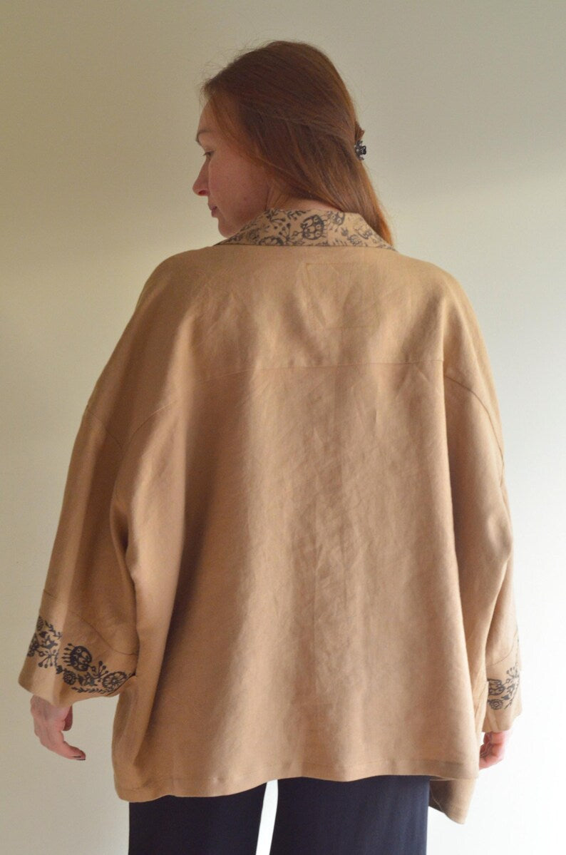 Linen Kimono (flower print)