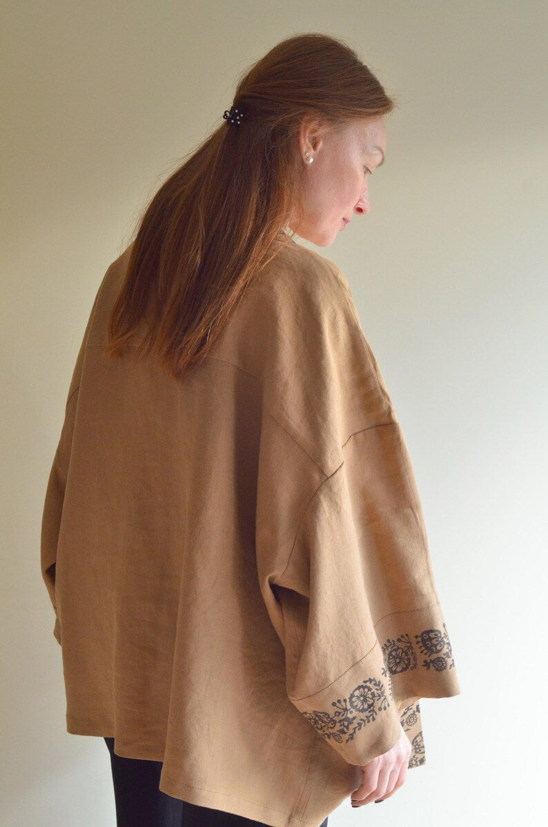 Linen Kimono (flower print)