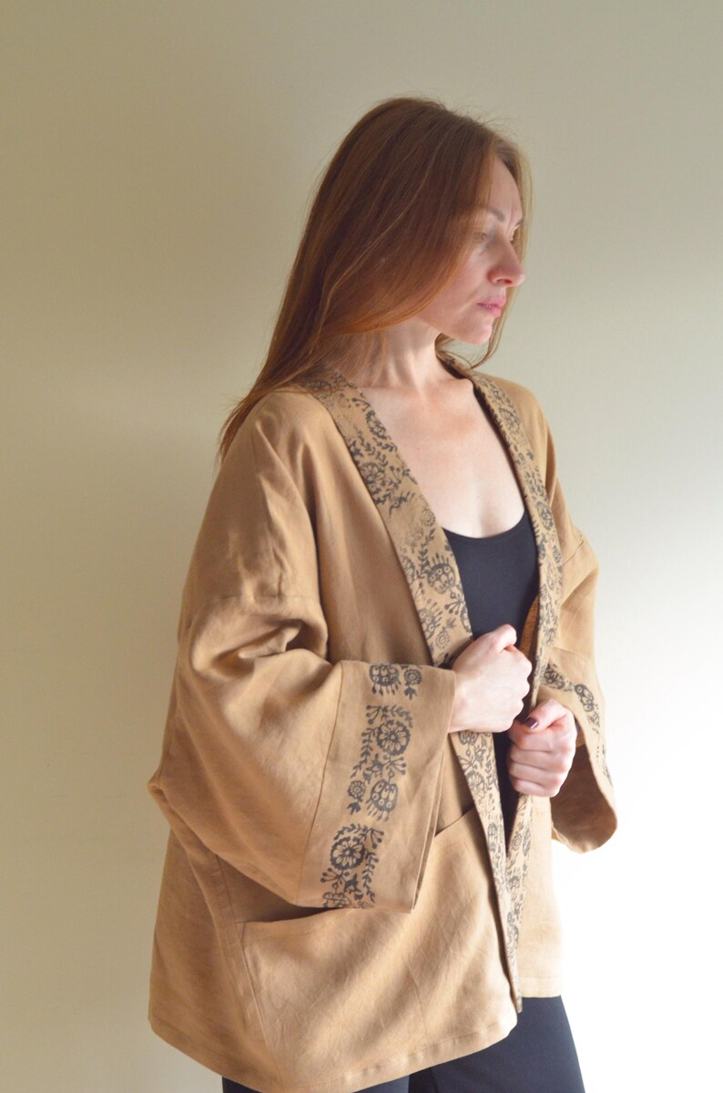 Linen Kimono (flower print)