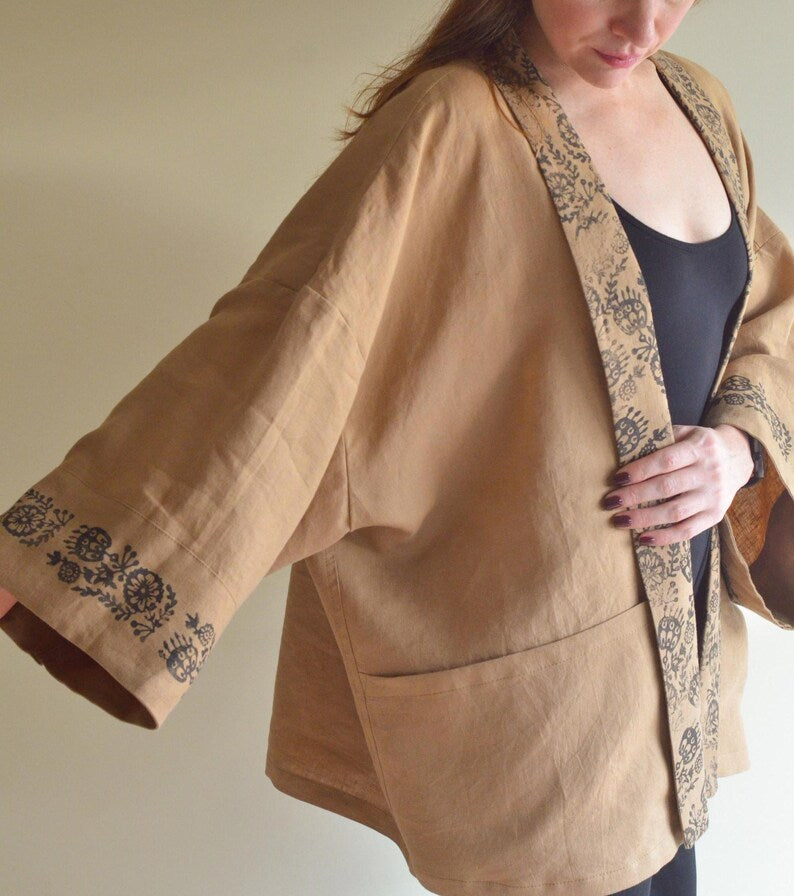 Linen Kimono (flower print)