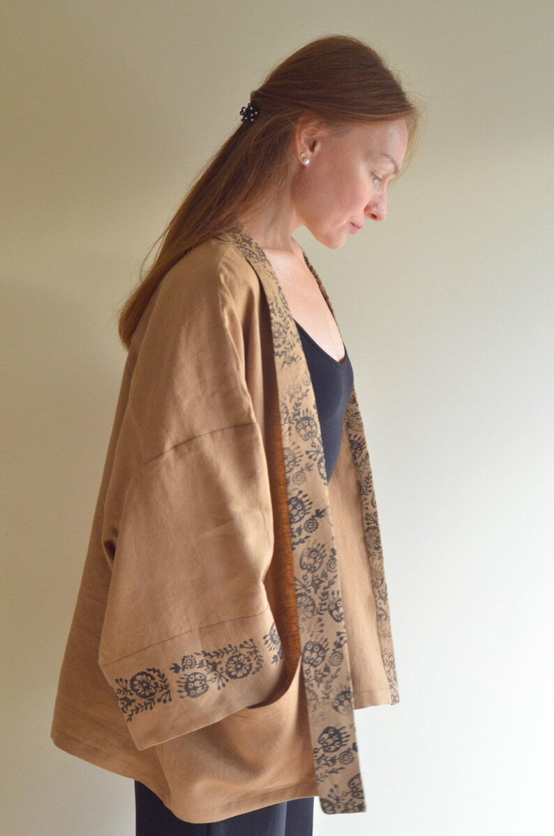 Linen Kimono (flower print)