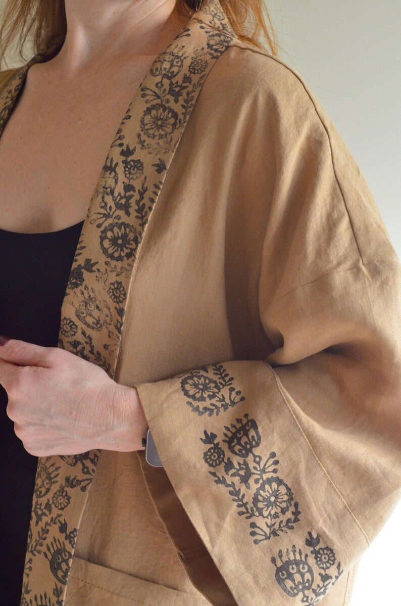 Linen Kimono (flower print)