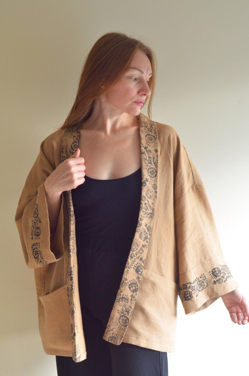 Linen Kimono (flower print)