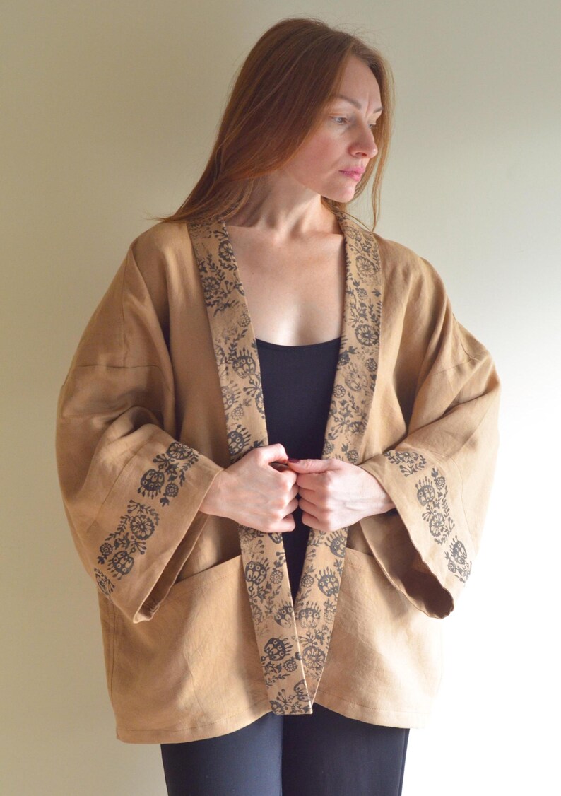 Linen Kimono (flower print)