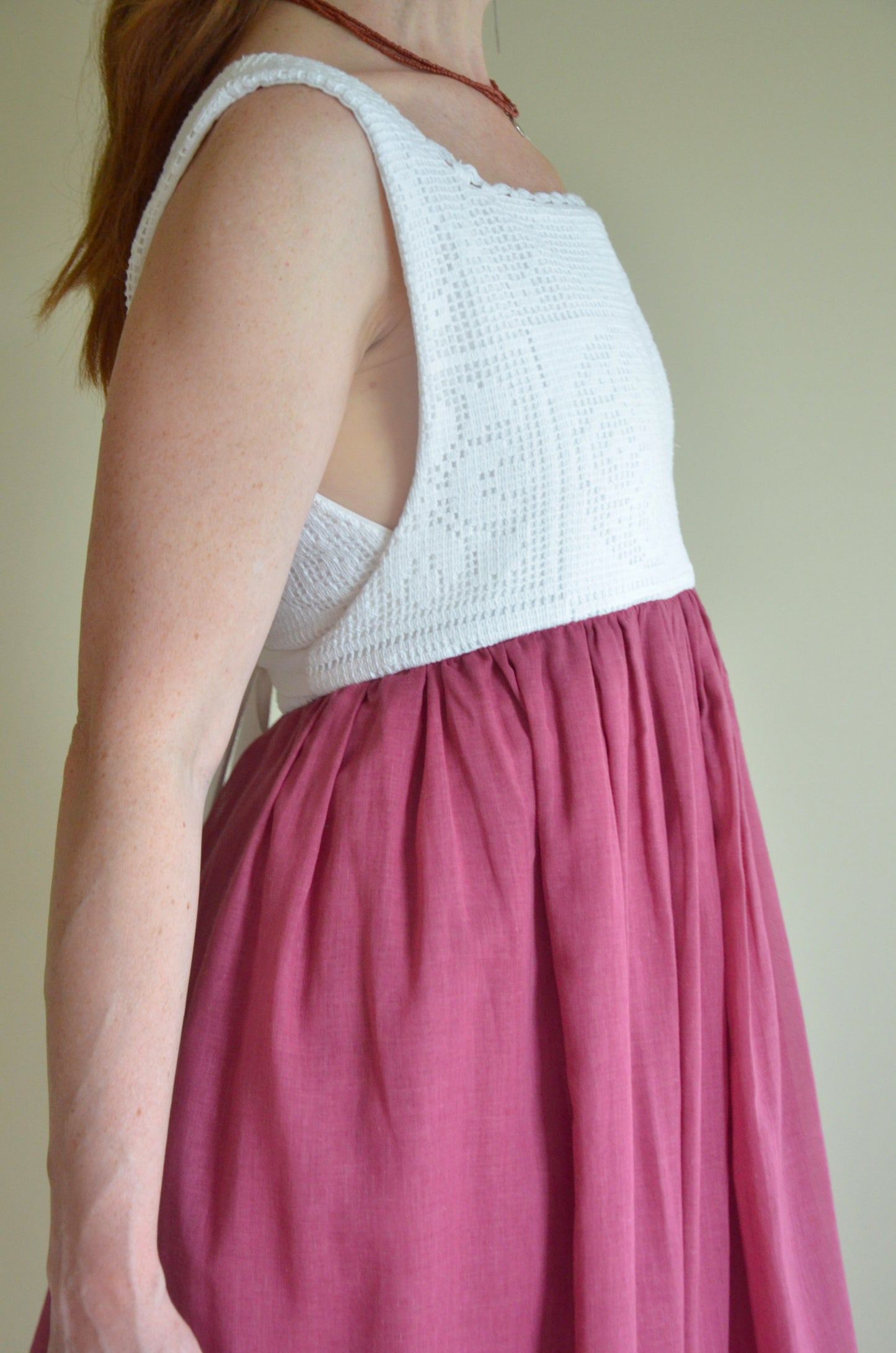 Wine-red Dress with Lace