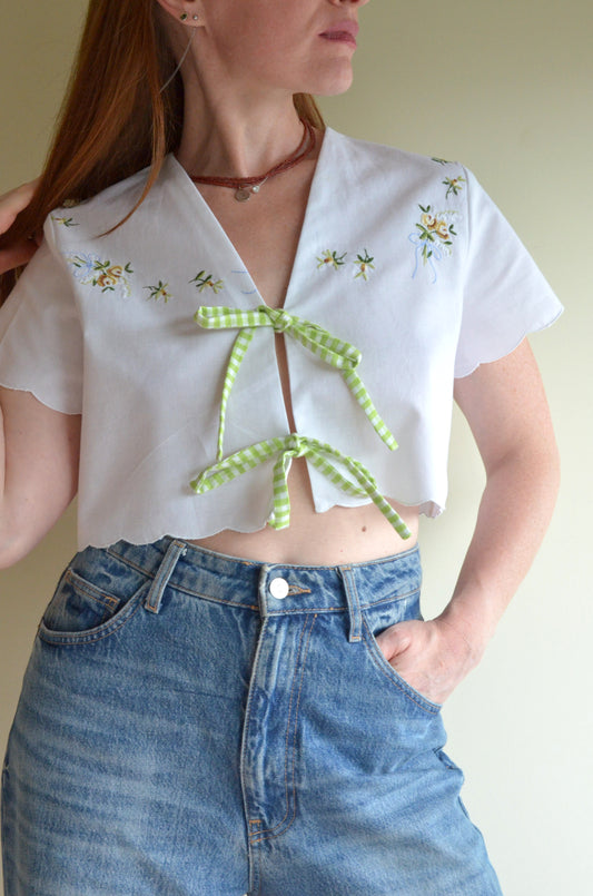 Tie-front Cotton Vest