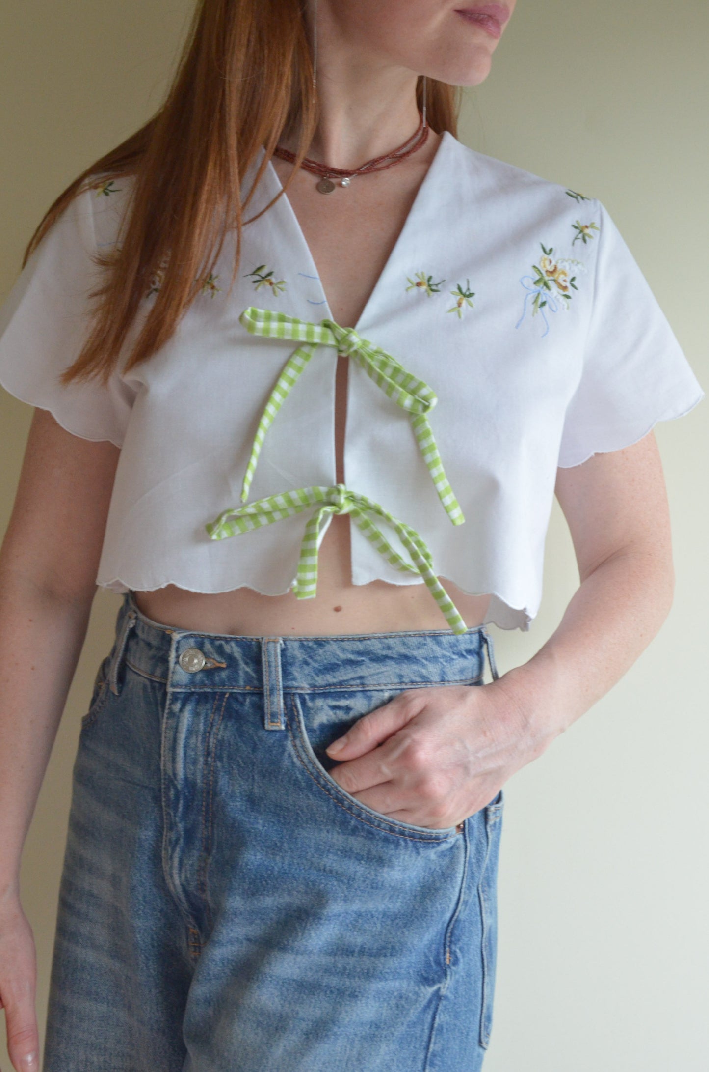 Tie-front Cotton Vest