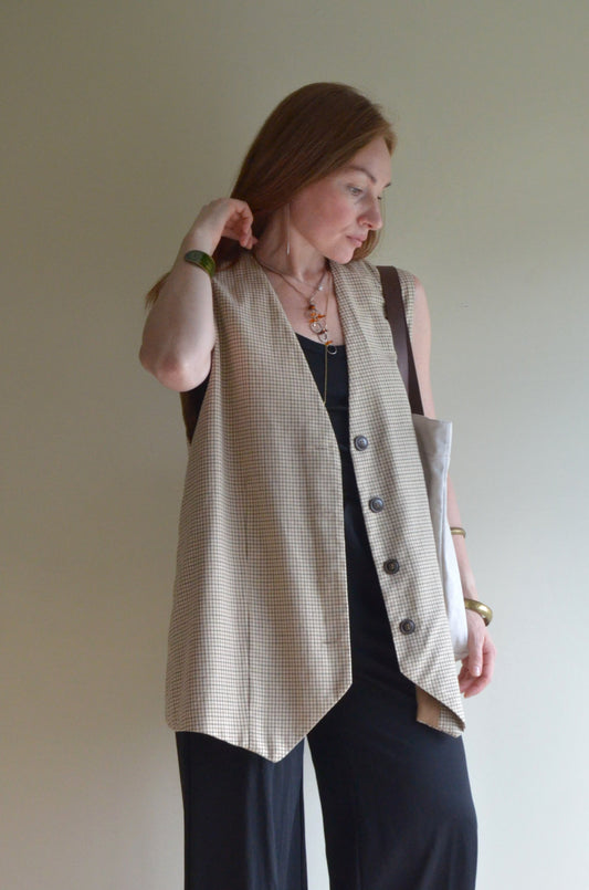 Oversized Plaid Vest